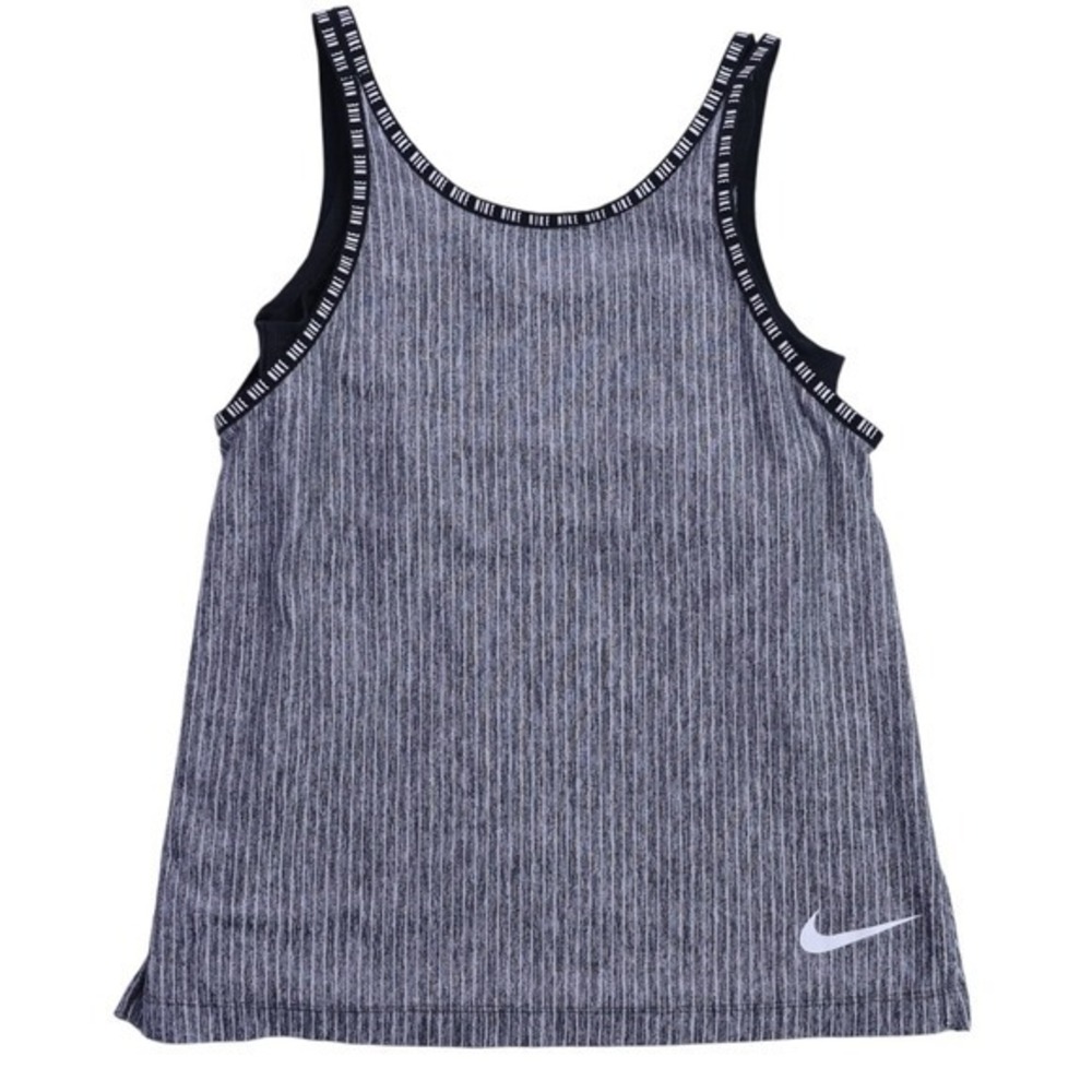 Nike Yoga Tank Top Women's Large Grey Ribbed Logo Strap Shelf Bra Dri-FIT CJ7556